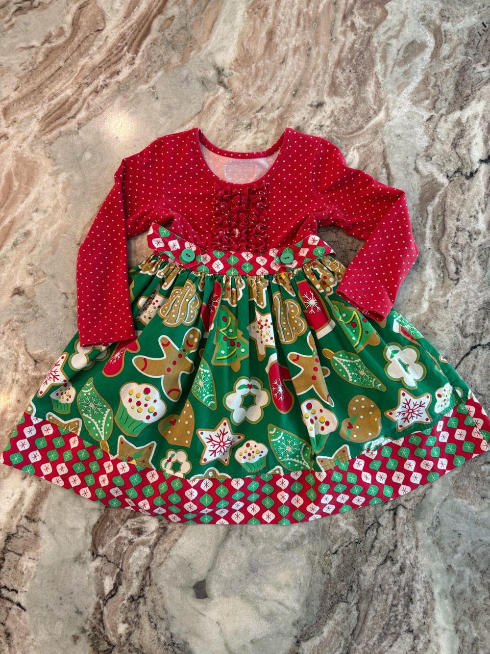Eleanor Rose Boutique Holiday Red Green Chirstmas Party Dress Gingerbread Size 4